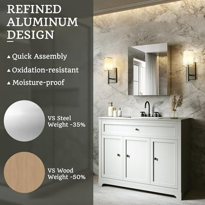 20 x 24 in Medicine Cabinet with Mirror and Side Panels, Silver | Surface or Recessed Medicine Cabinet Mirror with Storage, Adjustable Shelves, Aluminum Alloy Frame, Assembly Required - size: 20''x24''
