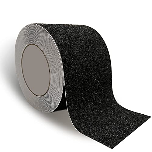 Heavy Duty Anti Slip Tape, 4 Inch x 35Ft Black Grip Tape for Stairs Outdoor Waterproof Non Skid Safety Walk Abrasive Adhesive Tape for Outdoor Indoor Stairs Steps Ramps Treads Floors Boats Skateboard - color: Black, size: 4 Inch x 35 Feet
