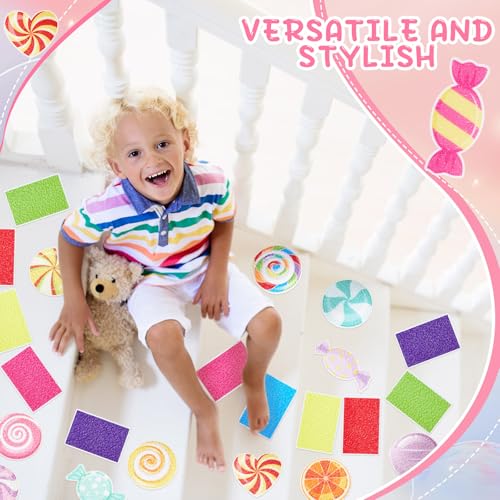 Fullhawl 30 Pcs Candy Non Slip Bathtub Stickers Colorful Candy Anti Slip Shower Stickers Shower Floor Nonslip Sticker Applique Adhesive Decals Treads with Scraper for Bathtub Bathroom Floor - style: Candy