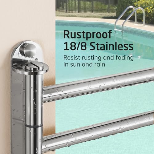 KES Swivel Towel Rack, Swing Arm Towel Bar 4-Arm Extra Long 19.5" Swing Out Towel Rack for Bathroom Wall, Hand Towel Rack Wall Mounted 18/8 Stainless Steel Polished Finish, A2103S4L50 | Swing Out Towel Rack for Bathroom Wall, Hand Towel Rack Wall Mounted,