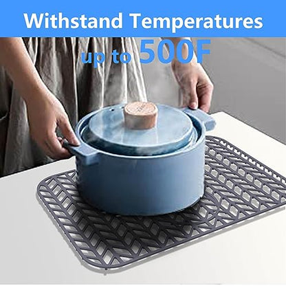 Sink Protectors for Kitchen Sink 19"x13"Silicone Kitchen Sink mat | Various sizes and styles,Free-form cutting,Holes for different positions,Protector for sinks and dish,Withstand to 500F - size: 19"x13"