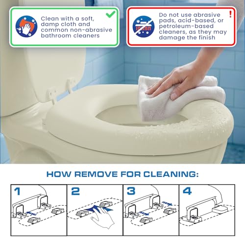 Plexon Soft Cushioned Toilet Seat, Round, Bone, Slow-Close Lid & Seat, Quick-Release Hinge, Easy To Clean & Change - color: Bone, size: Round
