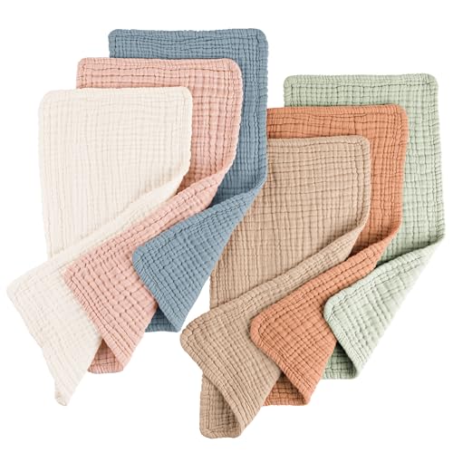 Konssy 6-Pack Thick Muslin Baby Burp Cloths, 6-Layer Ultra Soft Cotton | 100% Cotton, Burp Rags for Baby Drool & Messes, Wash Durable, Absorbent & Durable, Burping Cloths for Boys & Girls (Khaki) - color: Khaki