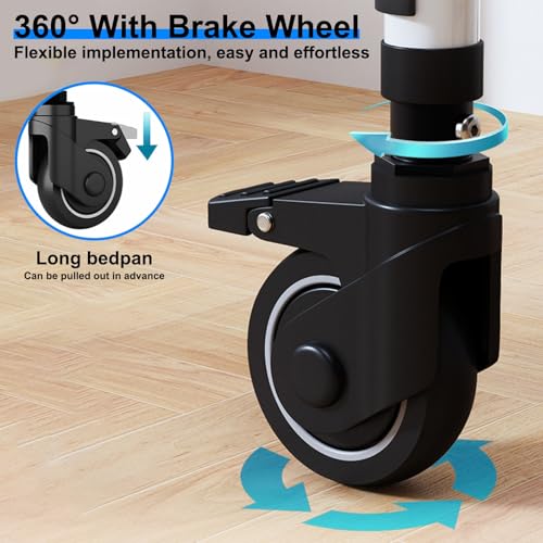 Reclining Shower Chair with Wheels,Commode Wheelchair Toilet Chair | Padded Transfer Chair with Headrest, Flip-up Armrests & Foot Rests, Tilt Rolling Wheelchair for Elderly, Disabled, Handicap