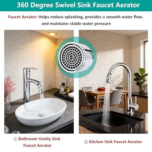 3/4 Inch GHT thread Garden Hose Adapter with Aerator, 360 Degree Swivel Faucet to Garden Hose Adapter,Sink Garden Hose Attachment Connection for Bathroom Kitchen