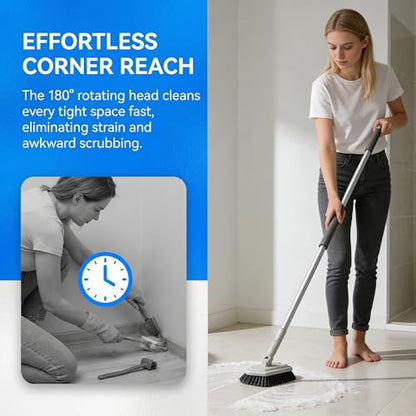 Tile Tub Scrubber Brush with Different Function Cleaning Heads and No Scratch Shower Scrubber for Bathroom Toilet Wall,Bathtub,Sink, and 10 Pack Magic Sponges Eraser(Gray) - color: Gray