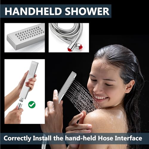Aolemi Ceiling Shower Faucet Set with Handheld 10" LED Head Polish Chrome | Handheld Spray,10 Inch Rain LED Head,Shower Valve and Trim Kit,All Metal,Ceiling System,Bathroom Mixer - color: Chrome, size: 10 Inch LED Shower Head