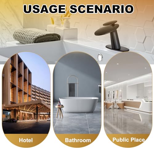 Oil Rubbed Bronze Waterfall Bathroom Sink Faucet and Pop Up Drain - color: Oil Rubbed Bronze, size: Short Body