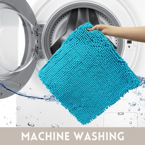 Bathroom Rugs Chenille, Extra Thick and Absorbent, Non-Slip, Machine Washable, Dry Quckily, Soft Cozy Plush, Used Under Shower Bathtub and Sink, Bath Mat Sets Turquoise - color: Light Blue, size: 20 x 32 inch + 20 x 20 inch (U-Shape)