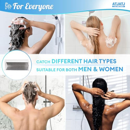 Large Shower Hair Catcher Wall, White Hair Drain Catcher with Silicone Bristle, Bathroom Tub Hair Catcher Drain Protector, Hair Collector for Shower, Shower Hair Trapper, Hair Grabber for Drain