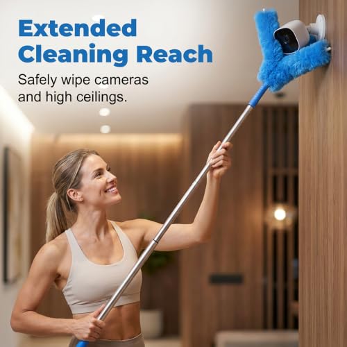 Crevice and Corner Cleaning Brush Set, Duster with Extension Pole for Ceiling Fan Cobweb Window Blind (62.2in) - size: 62.2in