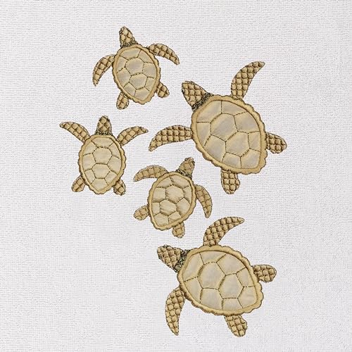 Jewel 4-Piece Premium Towel Set, Embroidered Turtles, Plush Turkish Cotton, Durable & Quick Dry, Elegant Beach Style, 2 Bath 2 Hand Towels, Silver - color: Silver, size: 2 Pcs Bath 2 Pcs Hand Towel