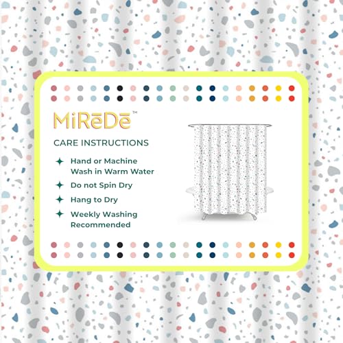 Waterproof Shower Curtain 72x72 – Fabric Bathroom Curtain with Weighted Hem & Rustproof Grommets – Washable Speckled Design with 12 Hooks – Decorative Polyester Shower Curtain for Bathroom