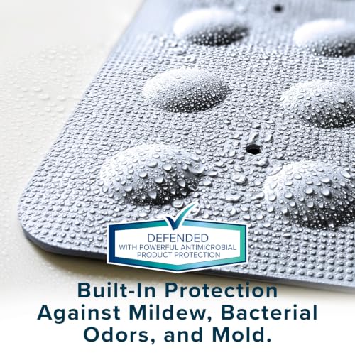 SlipX Solutions 21"x21" Mildew Resistant Non Slip Shower Stall Mat, Gray | Soft Durable Rubber Underfoot, Product Protection, 140 Power Grip Suction Cups, Center Drain Hole - color: Gray