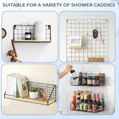 Shower Caddy Adhesive Replacement Hooks, Heavy Duty Waterproof Strips, No Drilling for Bathroom Shelves, Kitchen Racks, and Soap Holders (Transparent-6 Pack 1&3 Hook) - color: Transparent-6 Pack 1&3 Hook