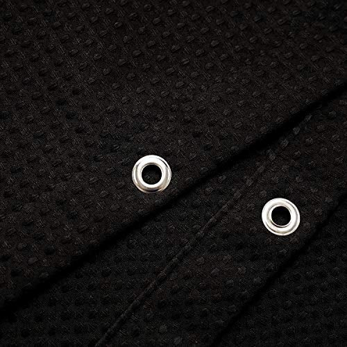 Barossa Design Waffle Weave Stall Shower Curtain Fabric 36 x 72 Inch, Black | Hotel Luxury Spa, 230 GSM Thick Fabric, Water Repellent, Machine Washable, 36W x 72H for Bathroom Stall - color: Black, size: 36"W x 72"L (Pack of 1)
