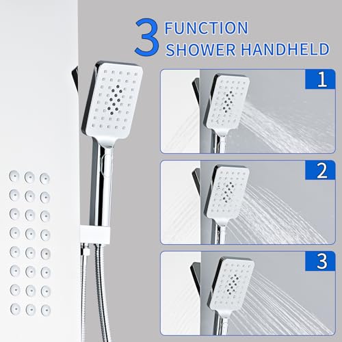 Lengthened Shower Panel Tower System Rainfall Waterfall Shower | Rain Shower Head Handheld High Pressure Rain Massage System(Silver) - color: Silver, style: Upgrade and lengthen