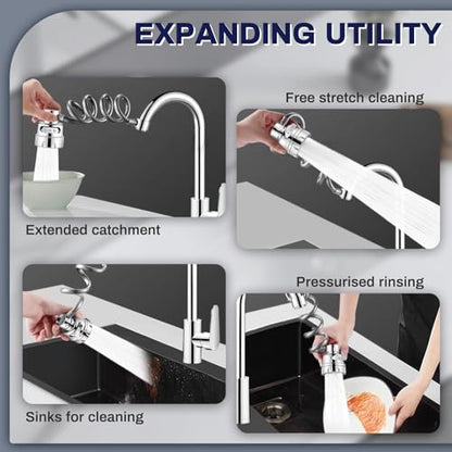 Sink Faucet Sprayer Attachment, 3 Water Outlet Modes, Silver | Faucet Extender Aerator, Stretchable Hose, Kitchen Water Saving Sink Sprayer Head, For Wash Hand Hair Face