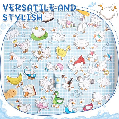 Fullhawl 30 Pcs Funny Goose Non Slip Bathtub Stickers, Cute Goose Bath Safety Decals, Anti Slip Shower Traction Stickers with Scraper, Waterproof Bathroom Tub Floor Adhesive Appliques - style: Goose