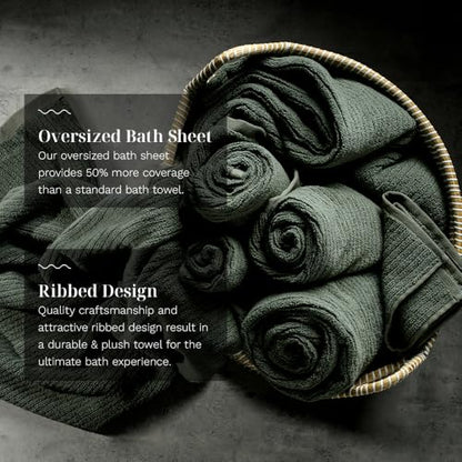 Luxury Performance 4-Piece Hand Towel Set | Patented Quick-Dry Tech | Ultra Soft | 16" W x 30" L | Moss (Green) - color: Moss, size: 4 Hand Towels