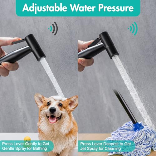 BARROCK Handheld Bidet Sprayer for Toilet, Stainless Steel Metal Made Baby Cloth Diaper Spraying Kit, Bathroom Toilet Bidet Attachment Set for Bathing Pets and Feminine Hygiene, Matte Black - color: Matte Black