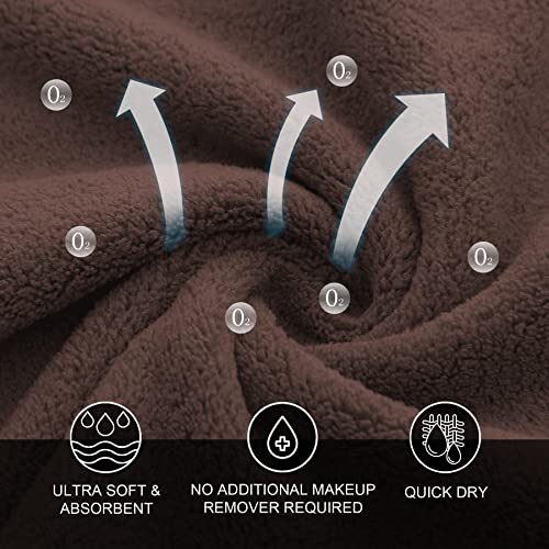MOONQUEEN Microfiber Facial Cloths Fast Drying Washcloth 12 Pack - Premium Soft Makeup Remover Cloths - Wood Brown - color: Wood Brown, size: 12x12 Inch (Pack of 12)