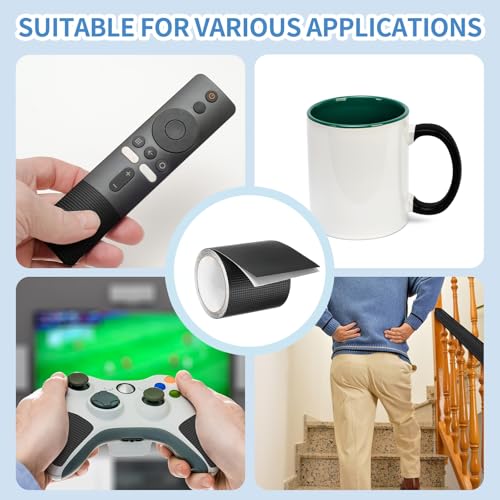 PATIKIL 4 Inch x 10 Feet Non-Slip Grip Tape, Waterproof Non-Abrasive Traction Tape Self-Adhesive Cushion Pad Strips for Handrails Game Controllers Ovens- 1 Roll (Black) - color: Black, size: 4 Inch x 10 Feet