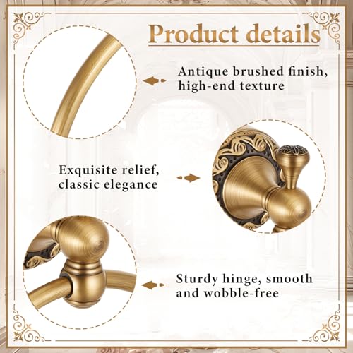 2 Pcs Antique Brass Toilet Paper Holder Towel Ring Set, Vintage Bathroom Hardware, Wall Mounted Toilet Tissue Holder Hand Towel Ring, Rustproof Brass Bathroom Accessories(Semi-Circular) - style: Semi-circular