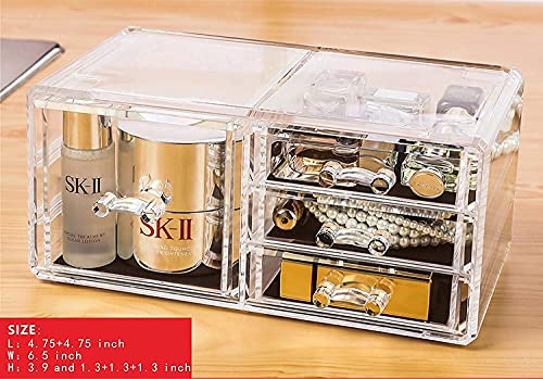 Cq acrylic 3 Pack Clear Makeup Organizer for Vanity,Countertop,Stackable 8 Drawers Cosmetic Storage for Hair Clip,Jewelry,Lipstick,Makeup Brush,Beauty Product Desk and Bathroom Skincare Organizers - size: 8 Drawers