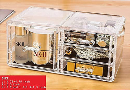 Cq acrylic 3 Pack Clear Makeup Organizer for Vanity,Countertop,Stackable 8 Drawers Cosmetic Storage for Hair Clip,Jewelry,Lipstick,Makeup Brush,Beauty Product Desk and Bathroom Skincare Organizers - size: 8 Drawers