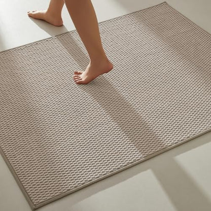 TYUU Large Bathroom Rugs Non Slip Washable Bath Rugs Super Absorbent Bathroom Rug Thin Quick Dry Low Pile Bath Mats, Beige 36"x48" - color: Beige01, size: 3' X 4' (Rectangular)
