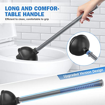 TRENTI Toilet Plunger and Brush with Holder, Bowl Brush and Heavy Duty Toilet Plunger Set for 5.7-inch Toilet Drain, 2-in-1 Bathroom Cleaning Combo with Modern Caddy Stand (Gray) | Toilet Plunger and Brush with Holder, Bowl Brush and Heavy Duty Toilet Plu