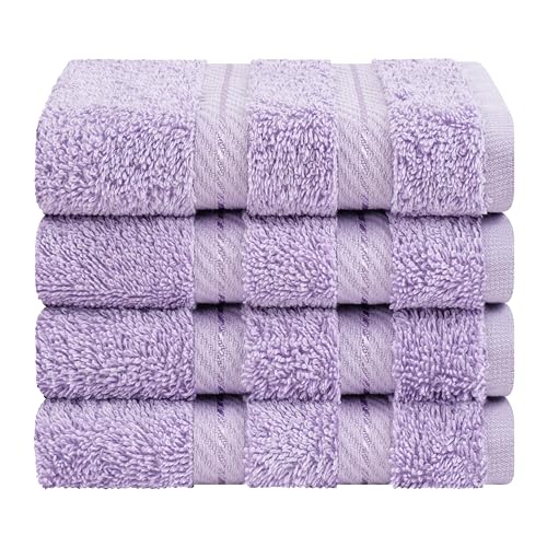 American Soft Linen 100% Cotton Luxury Turkish Towels, 4 PC Washcloth Set | Soft Absorbent Quick Dry OEKO Tex Standard 100 Certificated Durable Machine Washable Premium Hotel Quality - color: Lilac, size: 13"x13"