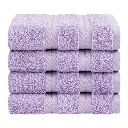 American Soft Linen 100% Cotton Luxury Turkish Towels, 4 PC Washcloth Set | Soft Absorbent Quick Dry OEKO Tex Standard 100 Certificated Durable Machine Washable Premium Hotel Quality - color: Lilac, size: 13"x13"
