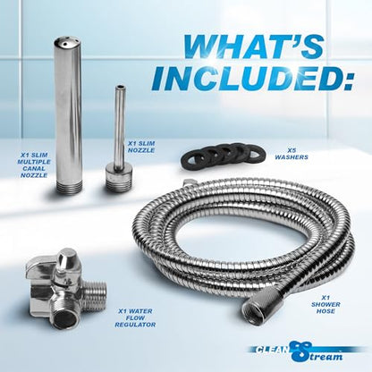 Cleanstream Shower Enema System with 6Foot Metal Hose, Dual Nozzle Set - color: Shower Enema System