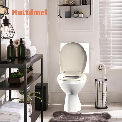 Round Toilet Seat Soft Close 16.5", Standard Universal Toilet Lid Round with PP Material Safe, Easy to Clean and Install, Ergonomic design, Never Loosens,2 Years Support, Almond Plastic - color: Almond, size: Round 16.5inch & Classic