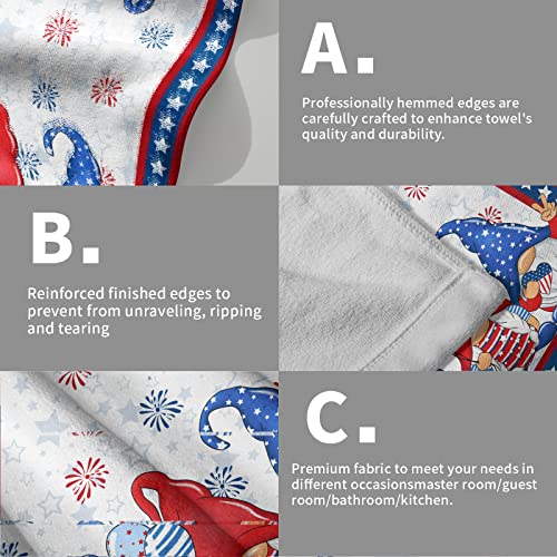 Giwawa American Flag Hand Towels Set of 2 Patriotic Gnome Soft Guest Face Towel Bathroom Holiday Decorations Thin Kitchen Tea Dish Towels - color: American Gnome