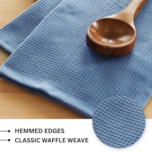 Waffle Weave Kitchen Towel, 100% Cotton - 15x25 Inches with Hanging Loop, Ultra Soft Absorbent Quick Drying Dish Cloth, Tea and Hand Towels, 4 Pack - Spring Easter Summer - Smoky Grey - color: Smoky Blue, size: 15 x 25 - 4 Pack