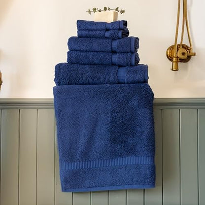 SALBAKOS - Luxury 6 Piece Towel Set, 100% Turkish Cotton, Quick Drying, Highly Absorbent & Comfy, Includes 2 Bath Towels, 2 Hand Towels & 2 Washcloths | (Navy) - color: Navy, size: 6 Piece Towel Set