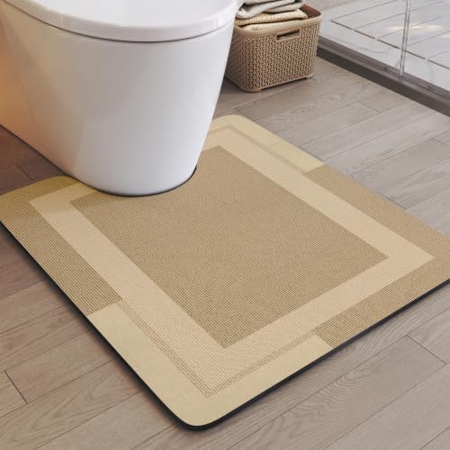 Toilet Rugs U Shaped Non Slip Bath Mat Toilet Mats for Bathroom | Non Slip Quick Dry Absorbent Ultra Thin Toilet Mats for Bathroom, Machine Washable Easy to Clean, Brown U Shape 20"x 24" - color: A- Brown, size: 20" x 24“ (U-shape)