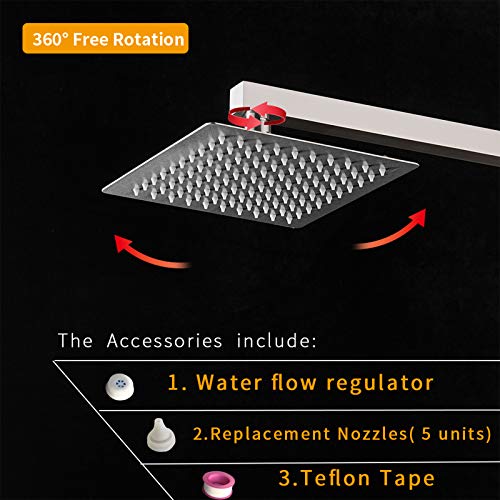 8 Inch Rainfall Shower Head, SUS304 Stainless Steel Brushed Nickel | Square Rain Bathroom Showerhead, High Flow, Large Stainless Steel, Ceiling Mounted, Wall Mounted, Waterfall Full Body - color: Brushed Nickel, size: 8 Inch