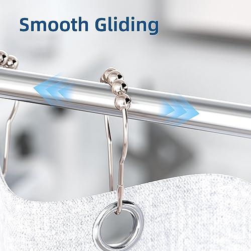 Titanker Shower Curtain Hooks Rings, Rust-Resistant Metal Shower Curtain Hooks for Bathroom Shower Rods Shower Hooks Shower Rings for Curtain - Set of 12, Nickel - color: Nickel