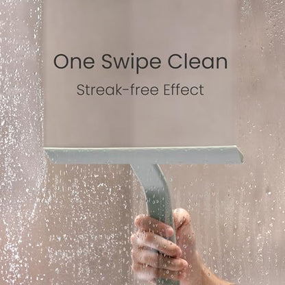JustHang Shower Squeegee with Built-in Hook, 10-Inch Sage Green | Award-Winning Design, All-One-Piece Soft-Touch Silicone, for Glass Door, Bathroom, Window, Mirror, Tile Wall, Car - color: Sage Green