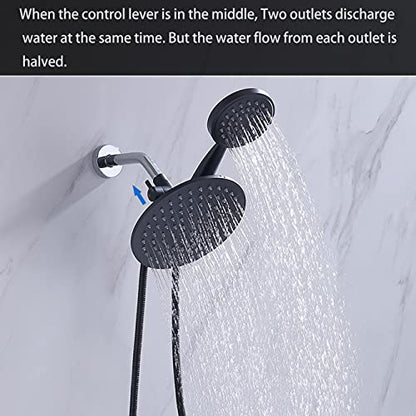 G-Promise Solid Metal Shower Arm Diverter with Handshower Mount, 70 Inch Stainless Steel Long Shower Hose, Flexible and Tangle-Free, for Shower and Pet Shower, Clean Bathroom Corners (Matte Black)
