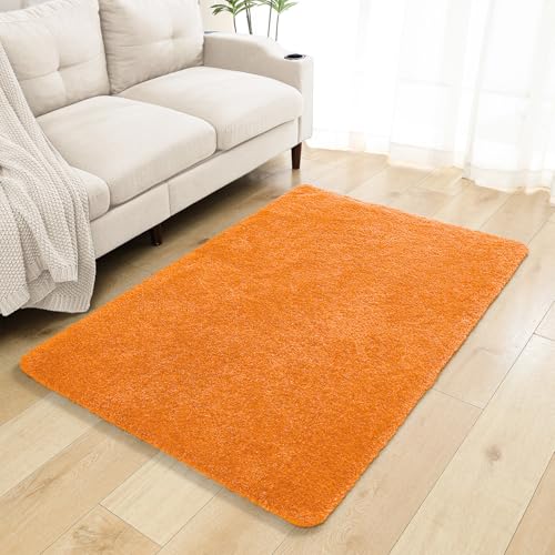 Orange Bathroom Rugs 40"x60" – Oversized Plush Non-Slip Microfiber Bath Mat, Absorbent & Washable – Ideal for Large Bathrooms or Living Rooms - color: Orange, size: 3'4" x 5' (Rectangular)