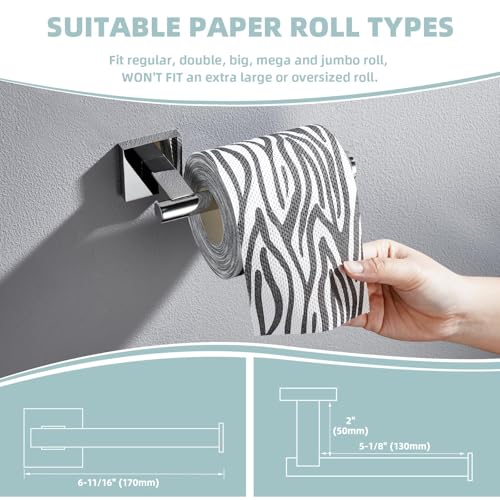 Suyar Bathroom Accessories Set Polished Chrome, Bathroom Hardware Set | Include Robe Hook, Toilet Paper Holder, Hand Towel Holder, Towel Bar, SUS304 Stainless Steel, Wall Mounted - color: Polished Chrome