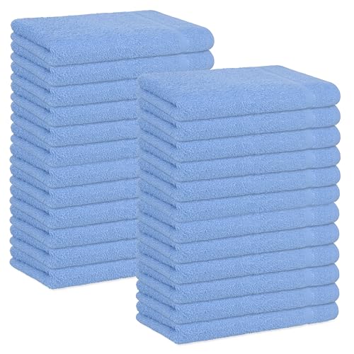 Basic Hand Towels 16x26 Inches – Bulk Pack of 24 – Blue Color – Soft and Absorbent Multipurpose Cotton Towels for Bathroom, Spa, Gym, Salon, Hotel, and Everyday Use - color: Blue, size: 16x26 inch Pack of 24