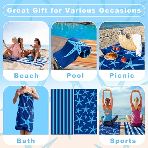 2 Pcs Microfiber Beach Towel 36 x 72 in Oversized Beach Towel Thin Soft Large Pool Camping Swim Towels Quick Dry, Light Weight, Sand Free for Travel Summer Accessories