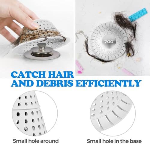 Bathtub Drain Strainer Silicone Bathroom Stopper Fixture Accessories | White Premium silicone collapsible 1 pack drain protector and hair catcher for pop-up and regular drains of shower, tub - color: Light Gray
