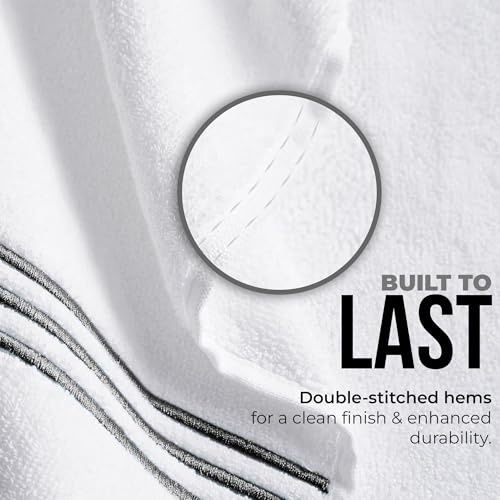 8-Piece Premium Towel Set, 2 Bath Towels, 2 Hand Towels, and 4 Wash Cloths, 100% Ring Spun Cotton Highly Absorbent Towels for Bathroom, Gym, Hotel, and Spa - color: Black